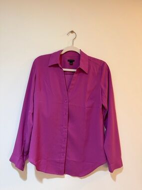 Ann Taylor Magenta Button-Down Blouse
